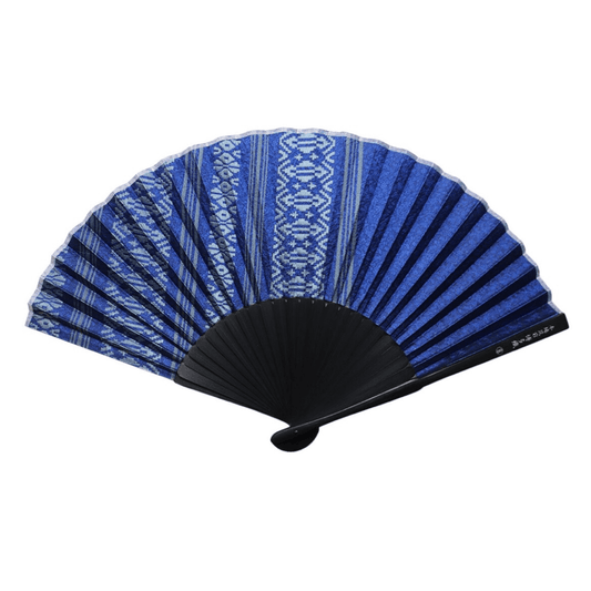 博多織献上柄 扇子【大柄・紺】